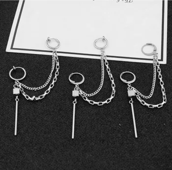 

Europe and America Online Celebrity Celebrity Style Hiphop Normcore Style Hong Kong Style Simple Cool Long Stick Ear Stud Ear Cl