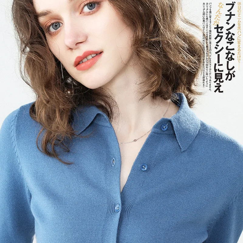 Autumn winter POLO lapel thick knit cardigan shirt Sweater Women cardigans wool Knitwear Cashmere Sweater cardigan coat
