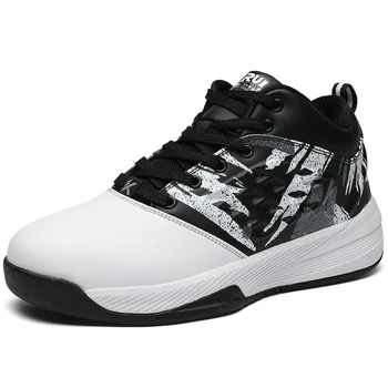 

2019 New Arrival Men's High Top Cushioning Basketball Shoes Lace Up Shockproof Sneakers Breathable Athletic Outdoor Sport Shoes