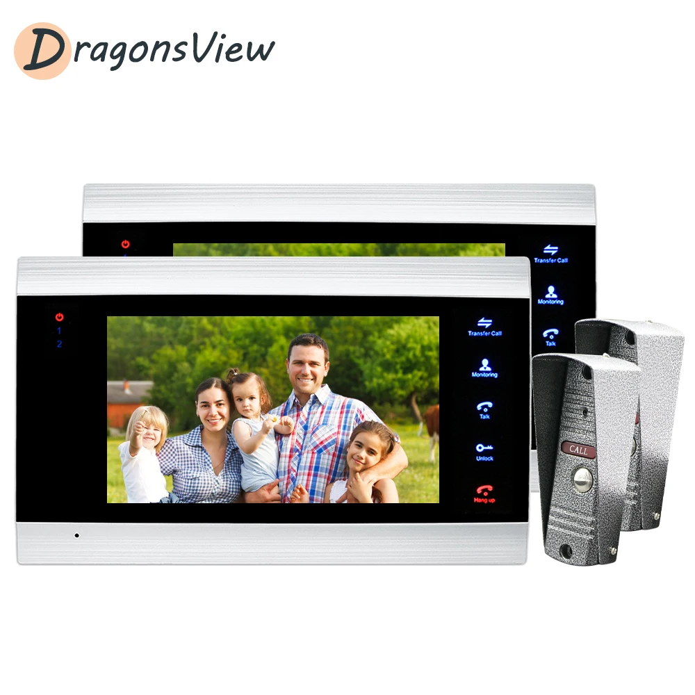 Видеодомофон Dragonsview домофон с дверным звонком экран 7 дюймов 1200TVL функцией записи