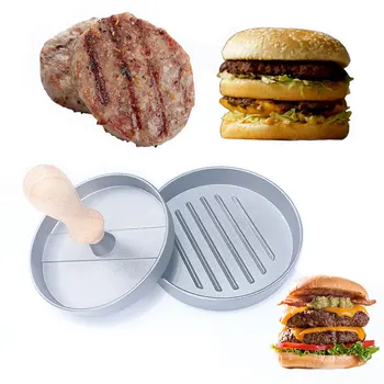 

Wooden Handel Hamburger Pressure Meat Pie Meat Steak Pork Chops Maker Mold Beef Tool Round Shape DIY Kitchen Accessories Tools
