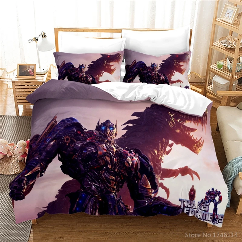 Optimus Prime Printed Duvet Cover Pillowcase Transformers 3d Cartoon Bed Linens Bedclothes Twin