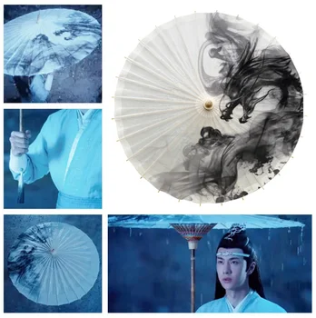

Chinese Style Ink Painting Handmade Olied Paper Umbrella Rain Stage Art Decor Cos Photography Ancient Costume Prop UmbrellaLF684