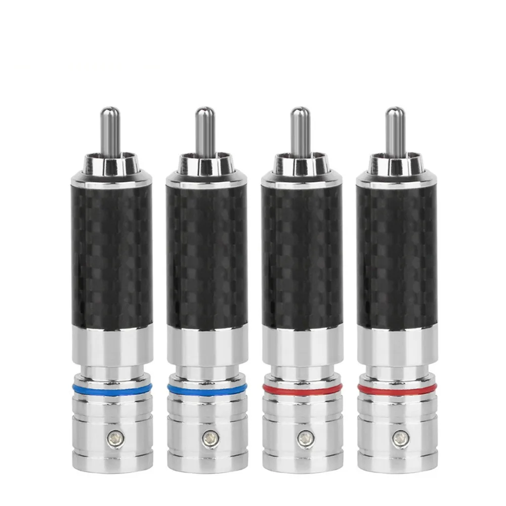 Silver 8 шт. RCA штекер Электрический разъем Hifi родиевое покрытие углеродное волокно позолоченный динамик терминал Джек RCA адаптер аудио - Цвет: Silver
