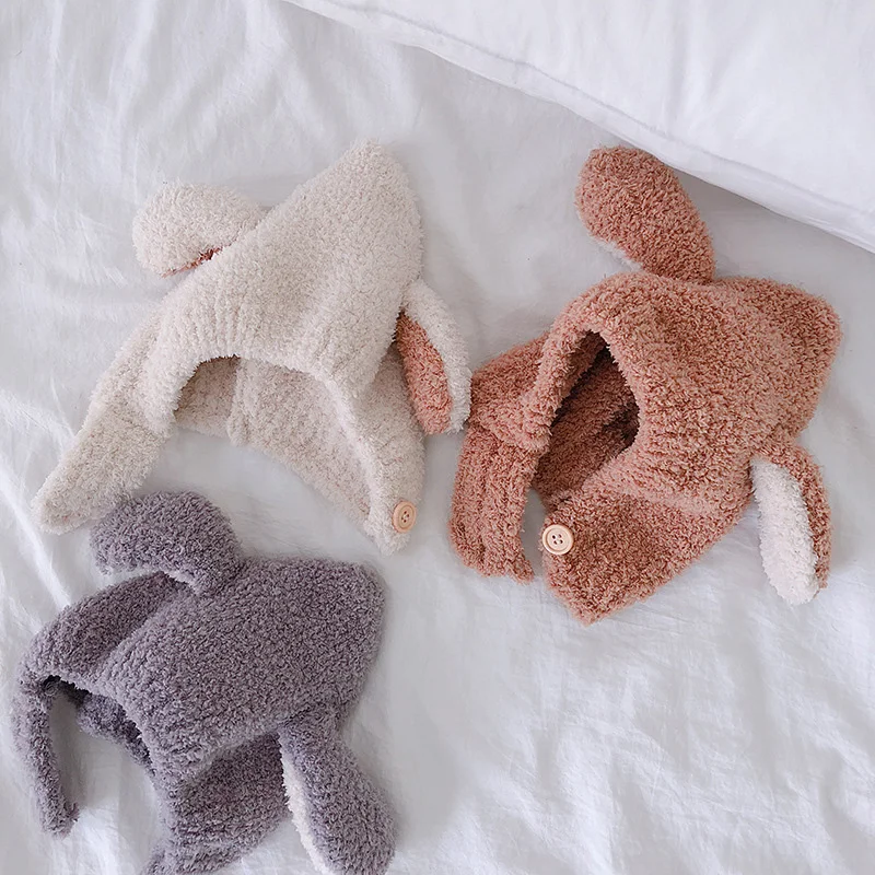 kids Winter Hats Cap for Kids Boys Girls Cute Rabbit Ears Earflaps Russian Hat Warm Bomber Hats for Girl Boy Cotton Snow Cap