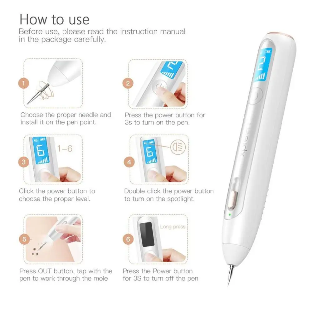 

NEW Six-speed adjustment Mini Household Spot Mole Freckle Removal Pen LCD display Automatic power off Laser Beauty Instrument