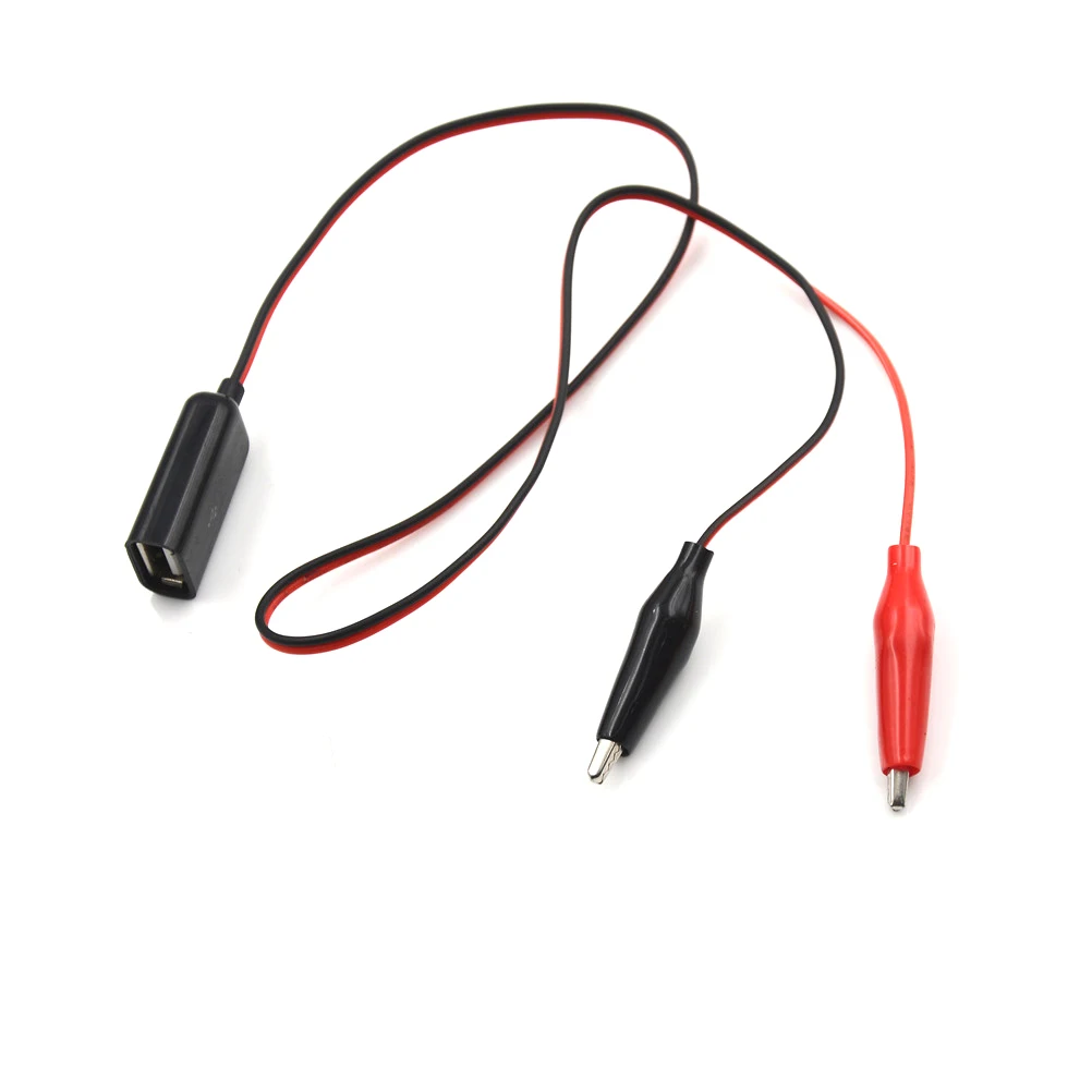 Красный и черный 50 см провода крокодил тестовые зажимы зажим к USB гнездовой разъем питания адаптер питания