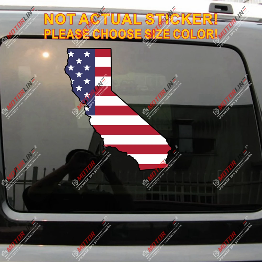 

Калифорния Карта США американский флаг Cali наклейка стикер автомобиль винил светоотражающий глянцевый выберите размер