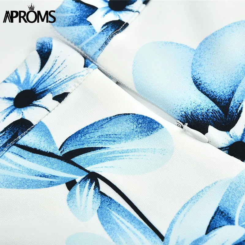 Aproms Элегантный синий цветочный принт комплект из двух предметов женская летняя