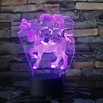 

princess prince Unicorn 7 Color Lamp 3d Visual Led Night Lights For Kids Touch Usb Table Lampara Lampe Baby Sleeping Light