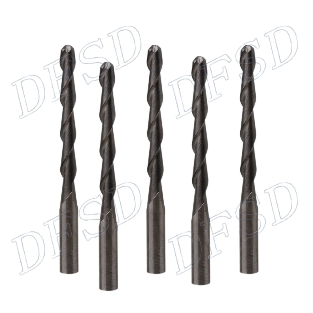 

10pcs 3.175mm Dia Carbide CNC Router Bits 15mm End Mills Ball Nose Spiral Cutters