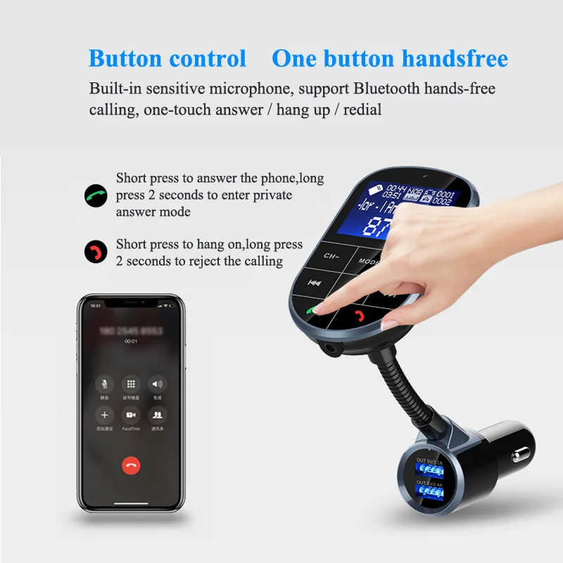 Fm-передатчик Aux модулятор Bluetooth громкой связи автомобильный комплект автомобильный аудио mp3-плеер с 1,44 ЖК-дисплеем двойной зарядное устройство usb