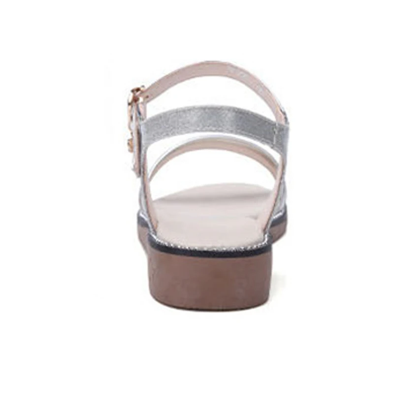 BEYARNE New Women Summer Sandals Gold Silver Flat Sandals Elegant Women Beach Flats Shoes Woman Gladiator sandalias mujerE993