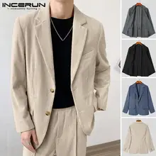 

Handsome Well Fitting Men's High-end Corduroy Striped Casual Streetwear Brand Long-sleeved Suits Jackets S-5XL INCERUN Tops 2021