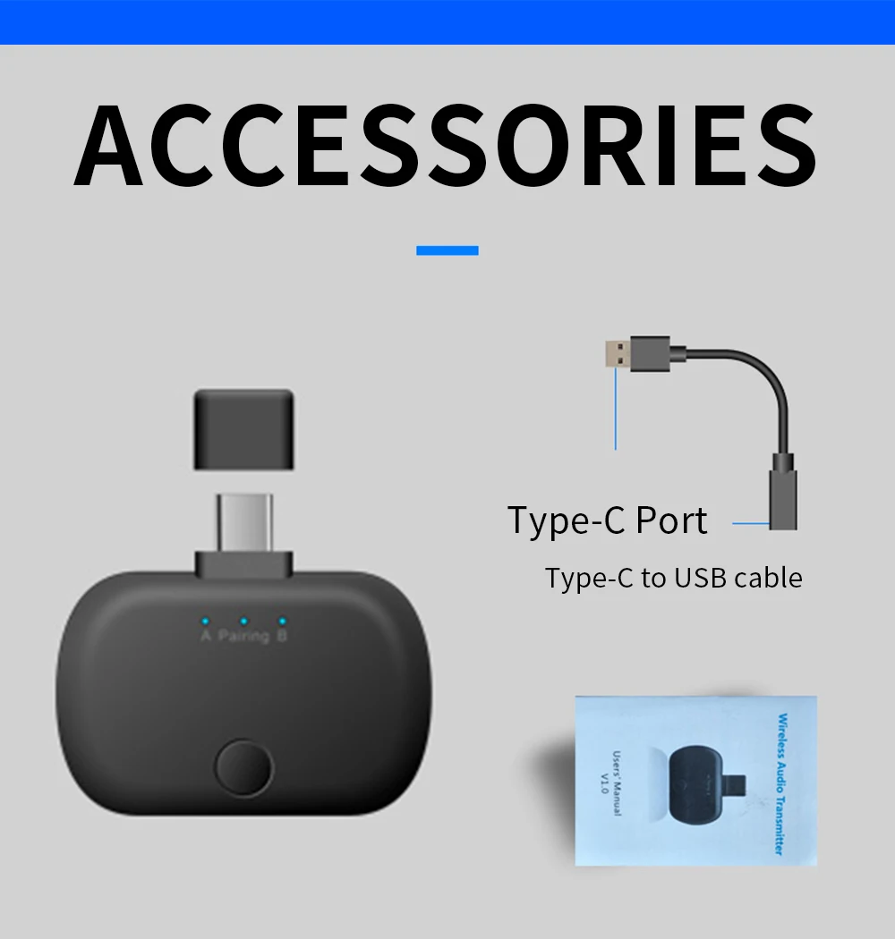 Mini type C/usb type-C Bluetooth 5,0 передатчик Aptx с низкой задержкой Двухканальный беспроводной аудио адаптер для nintendo Switch PS4 PC