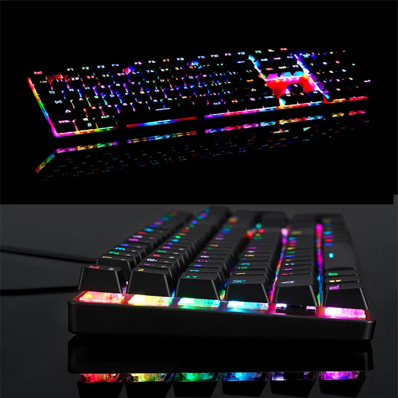 Motospeed CK104 Gaming Mechanical Keyboard 104keys Russian English Red Switch Blue Metal Wired LED Backlit RGB Tablet Desktop