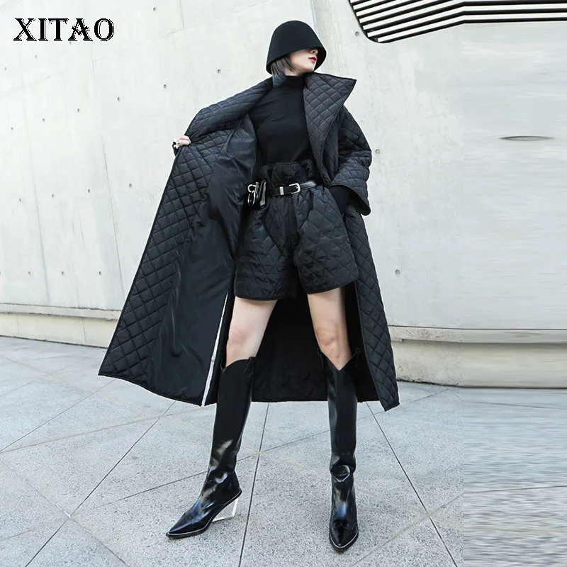XITAO черная Парка женская модная новинка 2019 зимняя свободная парка с карманами и