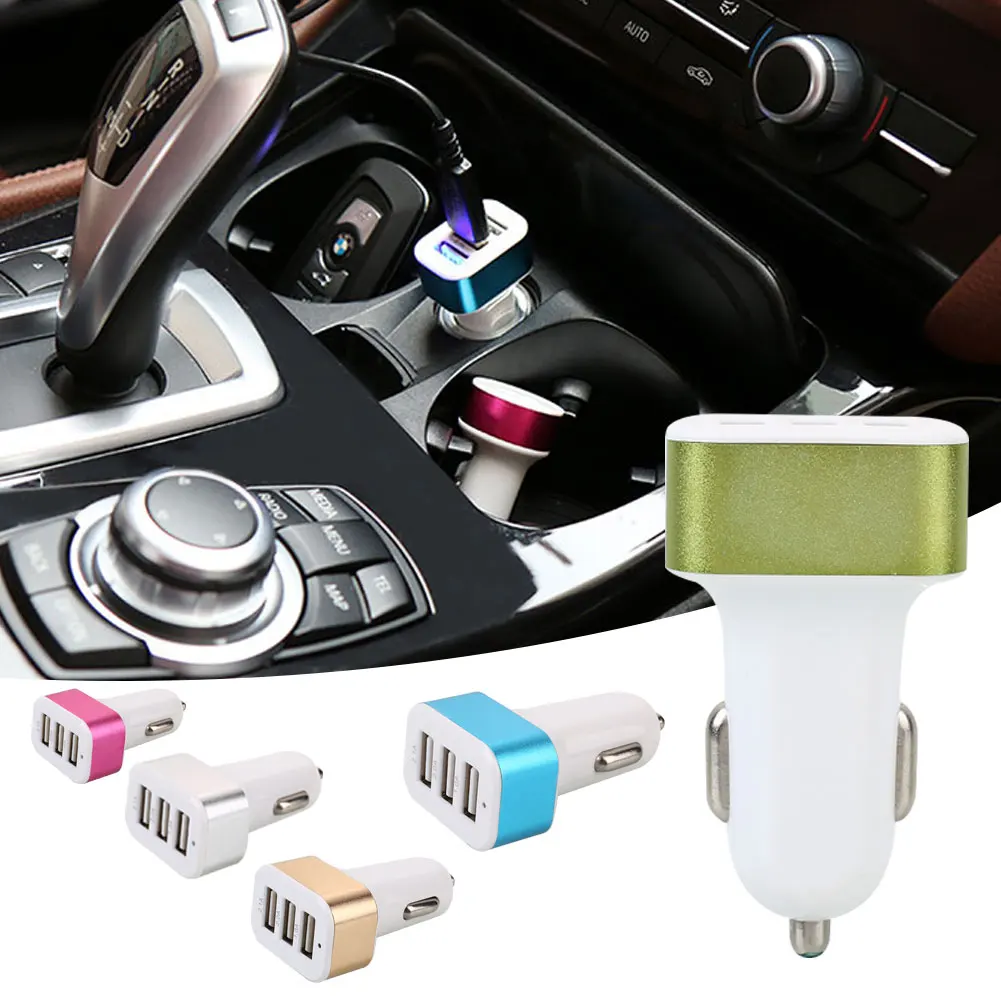 Автомобильный прикуриватель DC12-24V двойной USB 3 порта разветвитель зарядное устройство