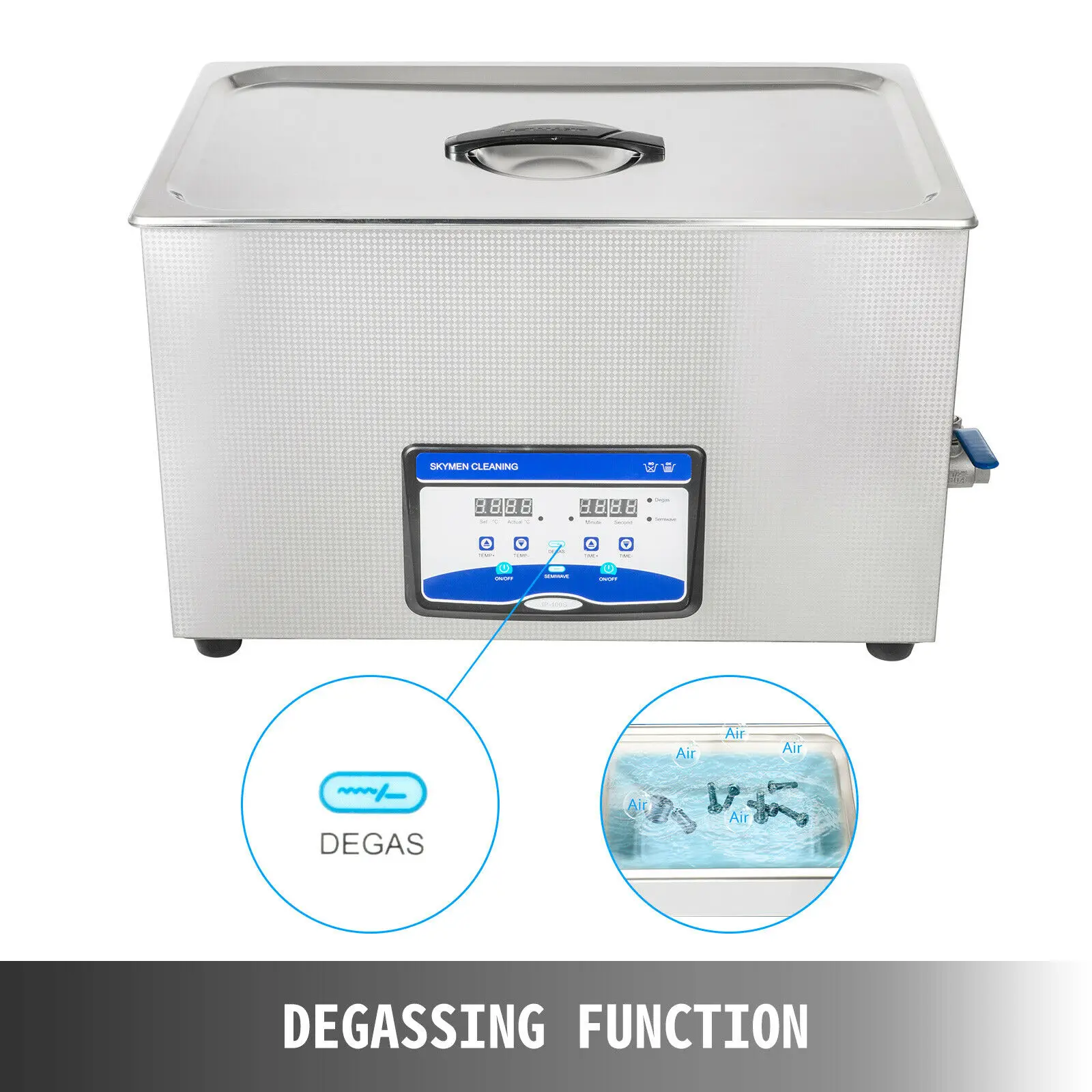 VEVOR 3.2L 4.5L 6.5L 10L 15L 20L 22L 30L Ultrasonic Cleaner W/ Degassing Function Portable Washing Machine Sonic Home Appliance