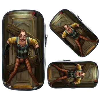 

Hot Game Hello Neighbor Cosmetic Cases Double Pencil Holder Children School Supplies Makeup Bags Large Stationery Storage Bags