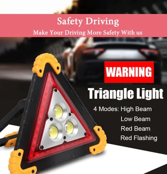 

ECAHAYAKU 4Mode Outdoor Portable Handle Triangle Flash Light Car Repair LED Work Light Traffic Emergency Park Warning Light USB