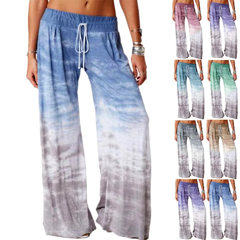 

2020 European and American Women's Loose Gradient Printed Yoga Wide Leg Sports Pants