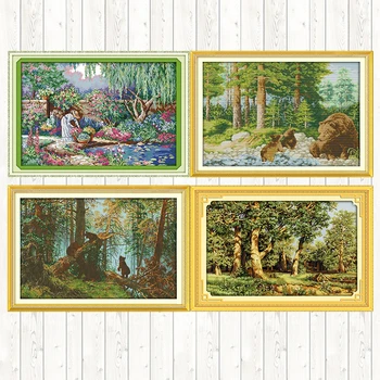 

Garden Girl Chinese Cross Stitch Kits Sale 14ct 11ct Counted Print on Canvas DMC Embroidery Needlework Kits Handmade Home Decor