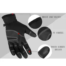 Зимние перчатки унисекс из нейлона с сенсорным экраном, ветрозащитные перчатки из искусственной кожи, теплые перчатки для катания на лыжах