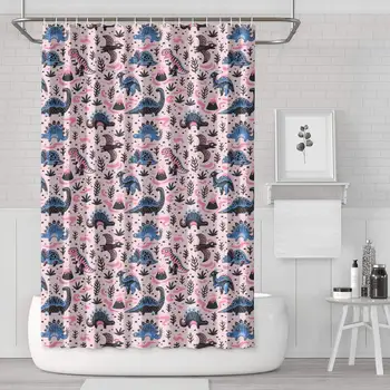 

Pink Blue Cute Dinosaurs Shower Curtain Bath Curtain Liners Polyester Cloth Perfect Pattern Soft Waterproof Space Bathroom