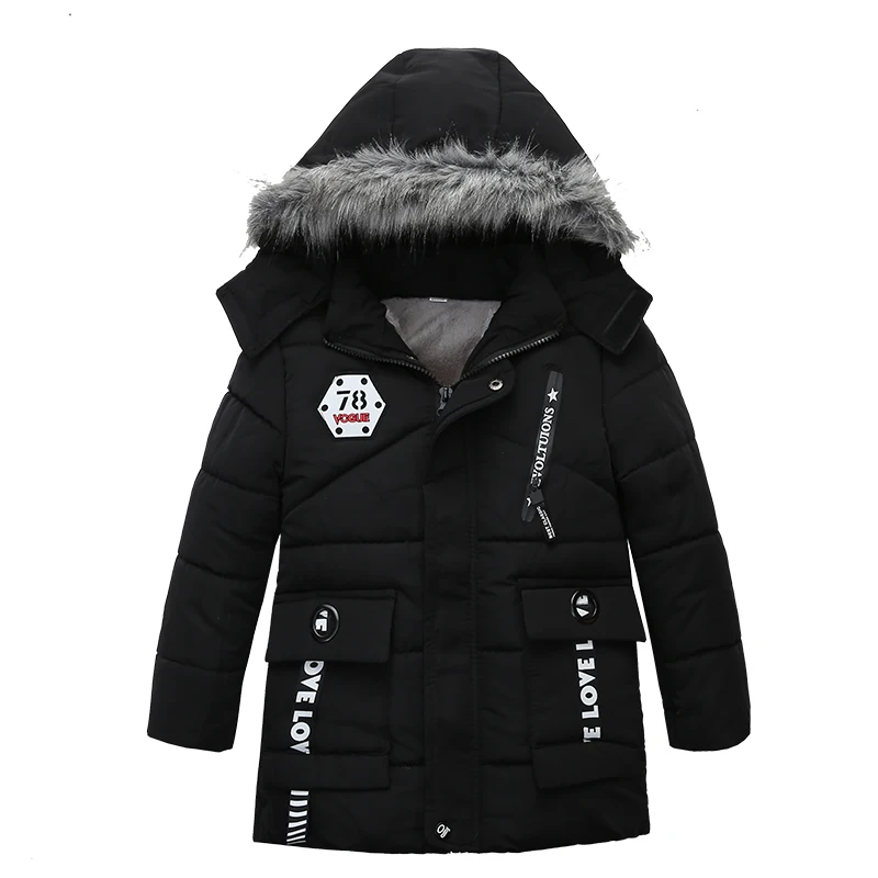 Куртки для маленьких мальчиков г. Осенне-зимняя куртка для мальчиков, одежда Детские куртки, пальто теплая верхняя одежда с капюшоном для мальчиков, пальто От 2 до 5 лет - Цвет: Black