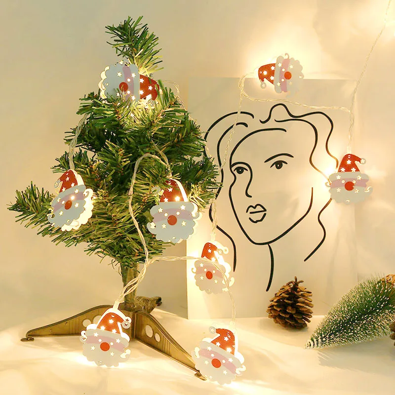 

Household Christmas Light String Merry Christmas Metal Double Sided Christmas Element Light String Decorations For Home