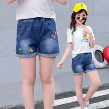 Брюки для девочек; летние детские джинсы; Новинка года; детская одежда для маленьких девочек; модные шорты с принтом; популярные брюки