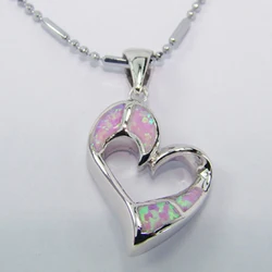 Pink Opal Necklace Pink Opal Gemstone Brass Pendant Necklace