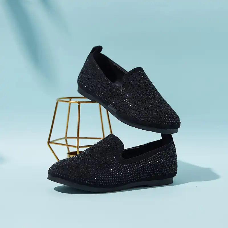 girls black slip on trainers