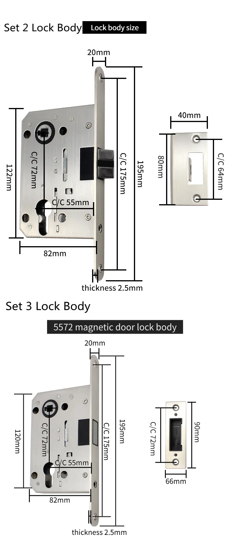 Description Picture 3 of item93-918 Matt Black Lever Type Security Indoor Mute Wood Door Square  Lock Handle With Lock Body
