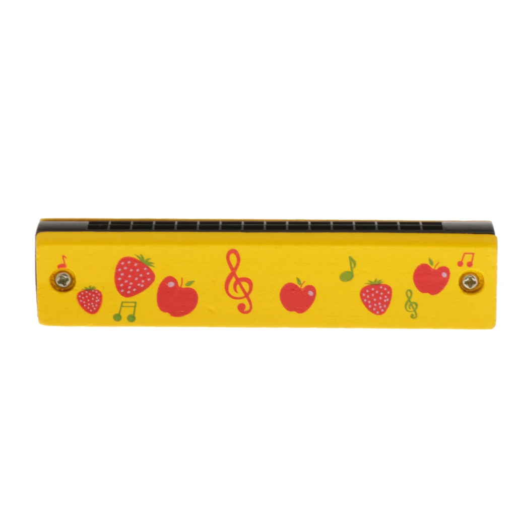 1pc Wood Cartoon Harmonica Double Row 16 Holes for Kids Musical Instrument 1pc Wood Cartoon Harmonica Double Row 16 Holes for Kids Musical Instrument