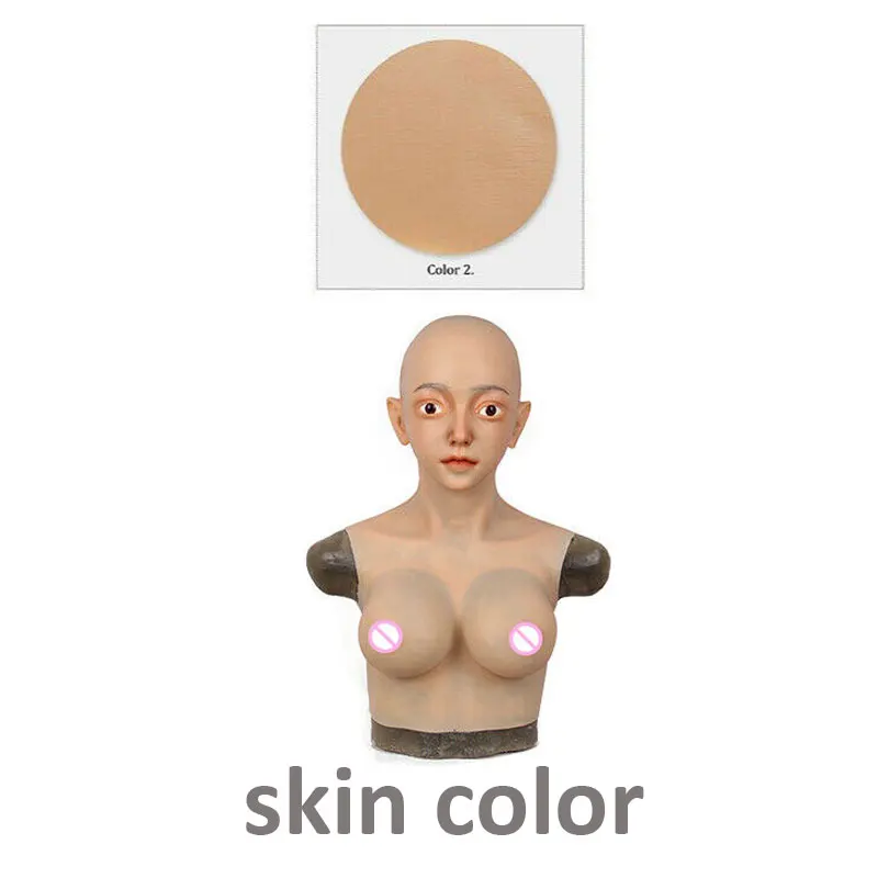 skin color Силиконовая Силиконовая грудь реалистичной формы пластины формы D чашки поддельные груди с женской маской для трансвеститов транссексуалов трансвеститов - Цвет: skin color