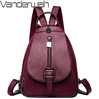 

Fashion Women Soft Leather Backpack Female Sheepskin School Backpacks For Girls Vintage Sac a Dos Shoulder Bags Casual Daypack