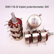 WTH118 тройной потенциометр WTH-3L угольный осажденный Потенциометр 100K 220K 470K 1 м 10K 22K