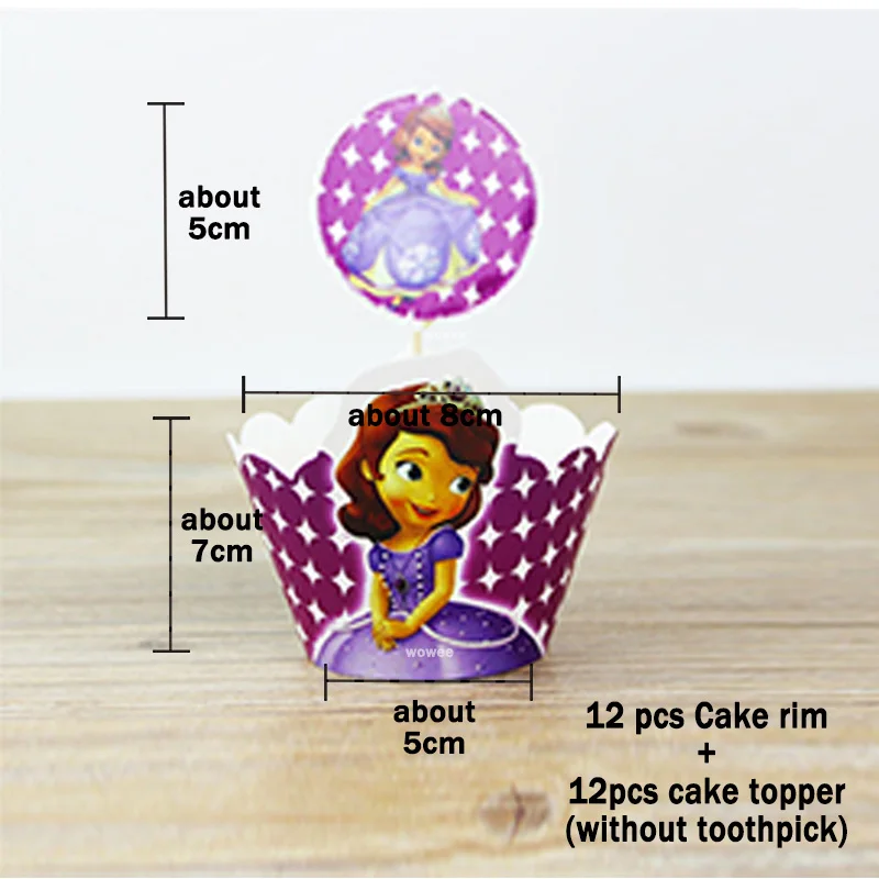 12rim12Caketopper София принцесса мультфильм печать штамп детей DIY декоративная живопись скрапбукинг украшения Дети День рождения принадлежности набор - Цвет: 12rim12Caketopper