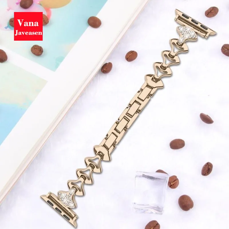 Vintage gold Vana Javeasen Стразы цепочкой ремешок для наручных часов для Apple Watch серии 1/2/3/4 аксессуары ремешок для часов Ремешки для часов для наручных часов iwatch 38/44 мм - Цвет ремешка: Vintage gold