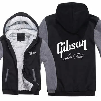 

Gibson Hoodies Jacket Winter Men Casual Wool Liner Fleece Gibson Les Paul Sweatshirts Hoody Pullover