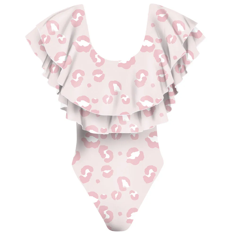 Agouti Mom Baby One Piece Swimsuit Bodysuit Parent-child Beach Wear Monokini Girl Leopard Swimwear Kids Bathing Suit Female
