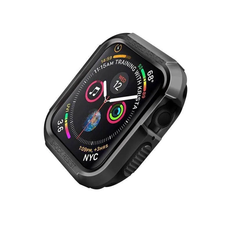 Резиновый чехол для apple watch band correa apple watch 4, 40 мм, 44 мм, защитный чехол из ТПУ, прочная защитная крышка для экрана - Цвет ремешка: black