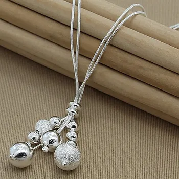 

New Luxury Brand 925 Silver Round Ball Necklace High Quality Snake Chain Necklace for Women Men Gift