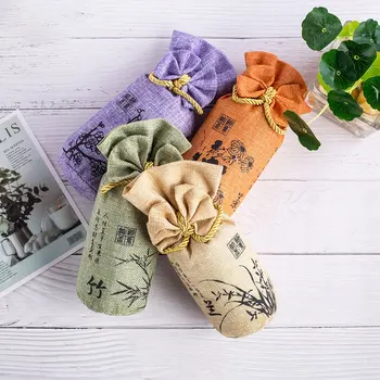 

Sackcloth Bamboo Charcoal Bag For Burlap Wine Bottle Plum Orchid Bamboo Chrysanthemum Deformaldehyde For Family Cars