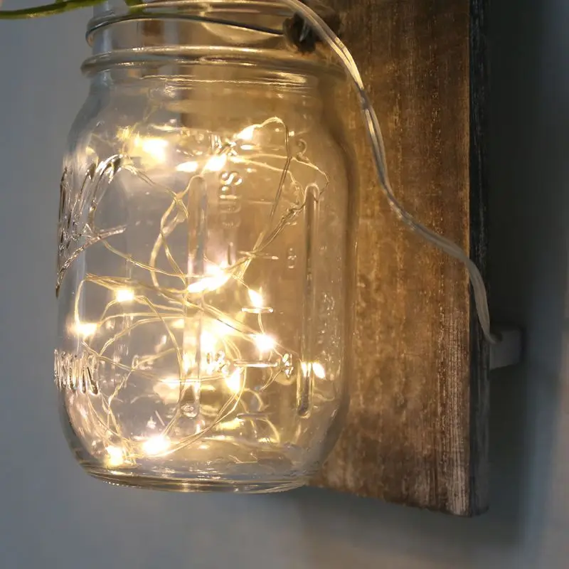 Деревенский DIY Mason Jar бутылка цветок светодиодный Сказочный светильник Настенный светильник бра для дома Свадебные украшения