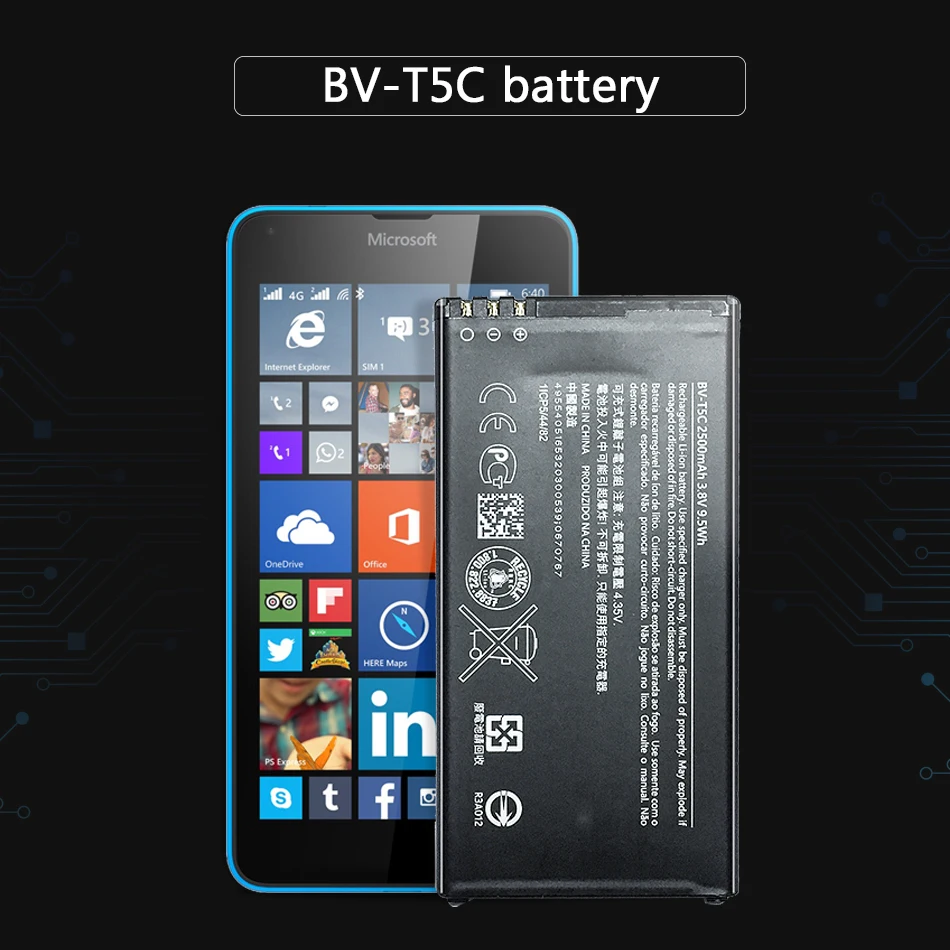

KiKiss 2500mAh Mobile Phone Battery BV-T5C For Microsoft Nokia Lumia 640 RM-1109 RM-1113 RM-1072 RM-1073 RM-1077 RM BV T5C