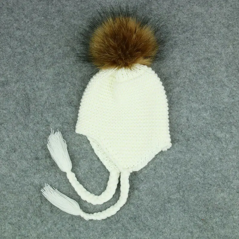 Детская зимняя шапка с помпонами для мальчиков и девочек, повседневная детская теплая вязаная шапка, шапка для новорожденного, модная Милая шапка для маленьких девочек