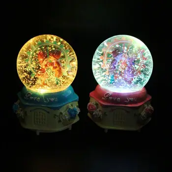 

Lighting Music Box With Couple Figurine For Valentine\\'s Day Luminous Bedroom Tabletop Decor Crystal ball music box. 1